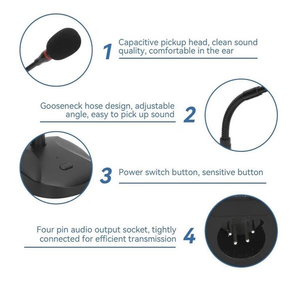 Cyrank USB Gooseneck Condenser Microphone Desktop PC XLR Voice Mic New - Picture 2 of 10